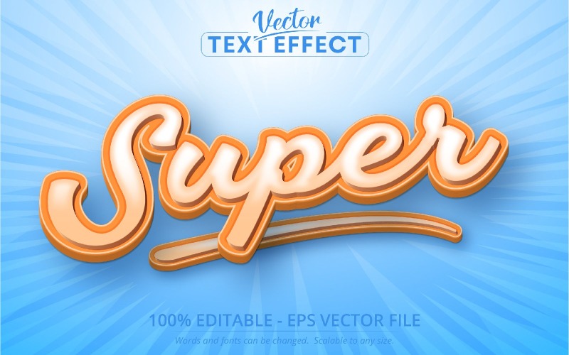 Super: estilo de dibujos animados, efecto de texto editable, estilo de fuente, ilustración gráfica
