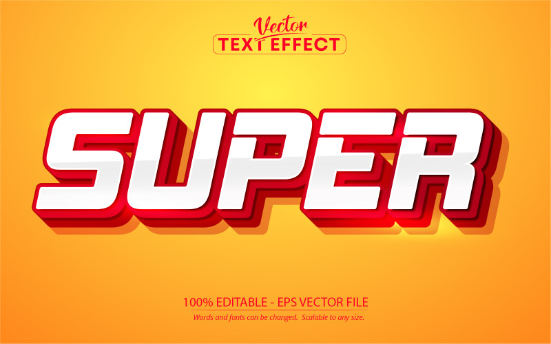 Super - spel och tecknad stil, redigerbar texteffekt, teckensnittsstil, grafikillustration