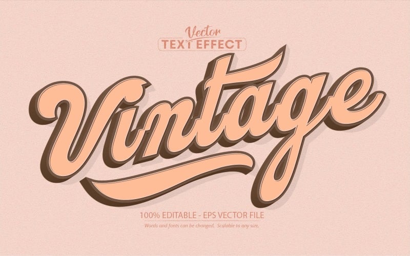 Vintage - Klasik ve Retro Stil, Düzenlenebilir Metin Efekti, Yazı Tipi Stili, Grafik İllüstrasyon