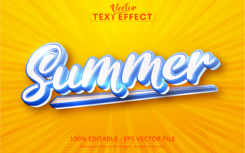Zomer - Cartoonstijl, bewerkbaar teksteffect, letterstijl, grafische illustratie