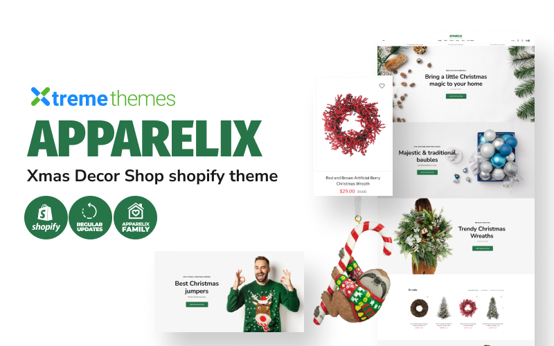 Apparelix 圣诞树商店圣诞装饰 Shopify 主题