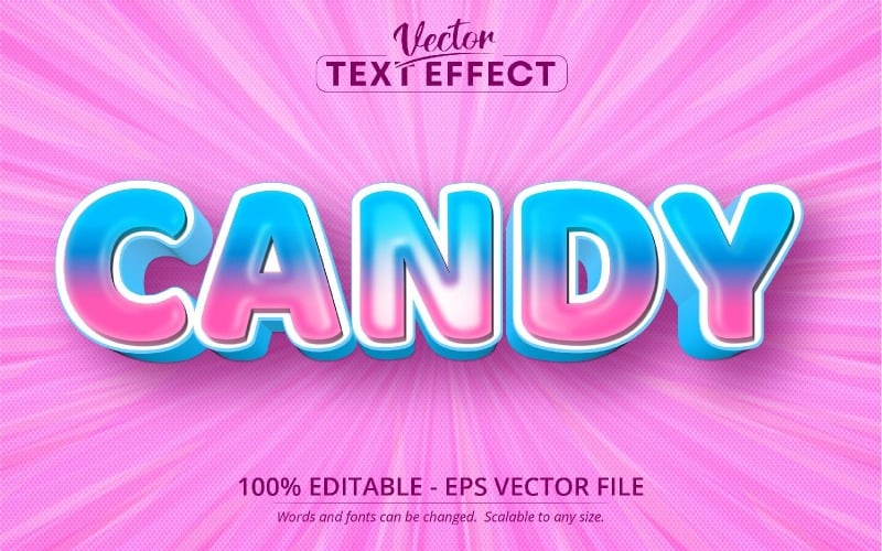 Candy - Cartoon Style, Editable Text Effect, Font Style, Graphics Illustration