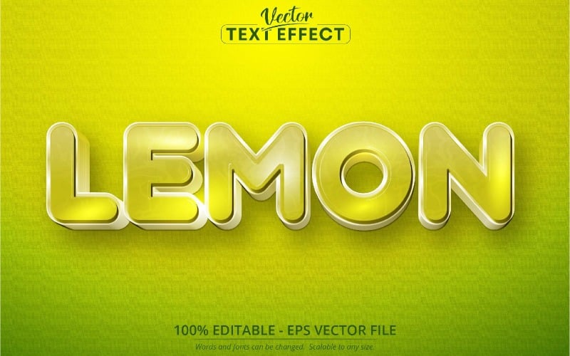 Citron - tecknad stil, redigerbar texteffekt, teckensnittsstil, grafikillustration