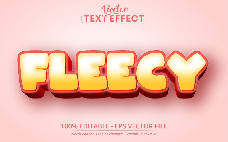 Fleecy - Estilo de dibujos animados, Efecto de texto editable, Estilo de fuente, Ilustración gráfica