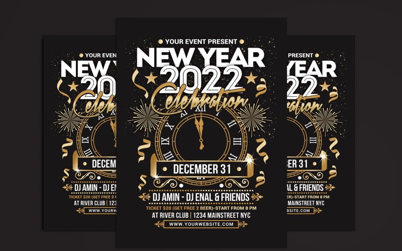 Flyer de célébration du nouvel an 2022