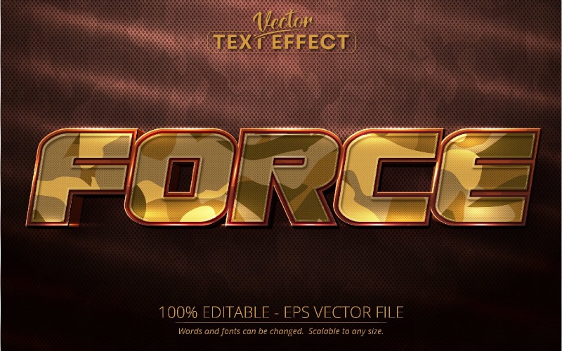 Force - kamouflagestil, redigerbar texteffekt, teckensnittsstil, grafikillustration