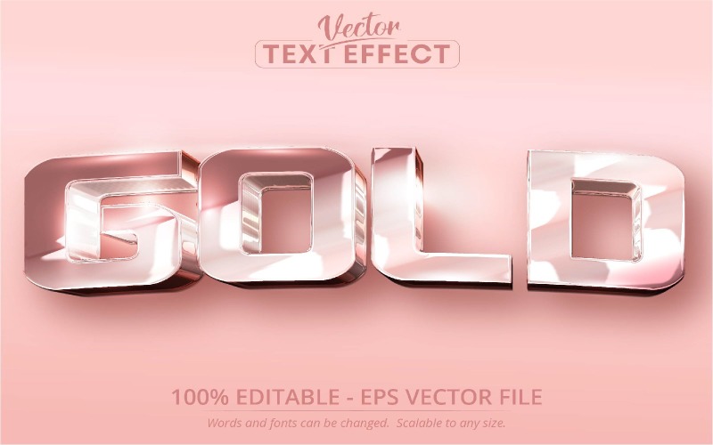 Guld - Shiny Rose Golden Style, redigerbar texteffekt, teckensnittsstil, grafikillustration