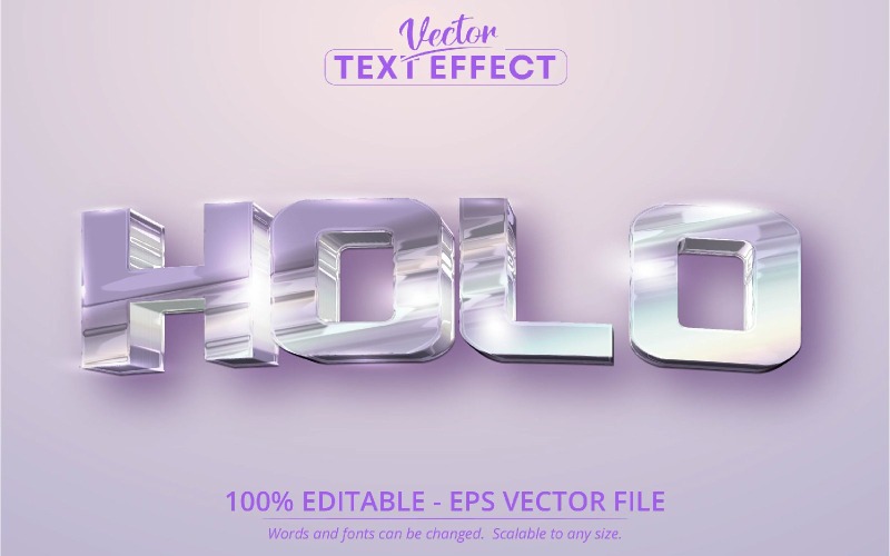 Holo - Holografischer Stil mit zerknitterter Folie, bearbeitbarer Texteffekt, Schriftstil, grafische Illustration