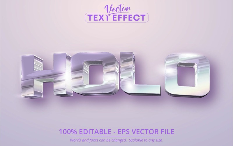 Holo - skrynklig folie holografisk stil, redigerbar texteffekt, teckensnittsstil, grafisk illustration