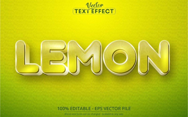 Limón - Estilo de dibujos animados, Efecto de texto editable, Estilo de fuente, Ilustración gráfica