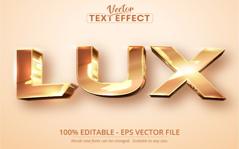 Lux - estilo dourado brilhante, efeito de texto editável, estilo de fonte, ilustração gráfica