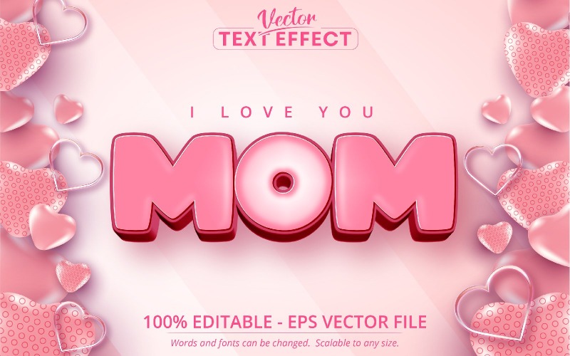 Mamma - tecknad stil, redigerbar texteffekt, teckensnittsstil, grafikillustration