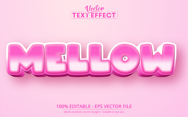 Mellow - styl kreskówek w kolorze różowym, edytowalny efekt tekstowy, styl czcionki, ilustracja graficzna