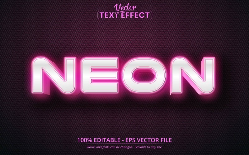 Neon - růžová barva Styl neonové záře, upravitelný textový efekt, styl písma, grafická ilustrace