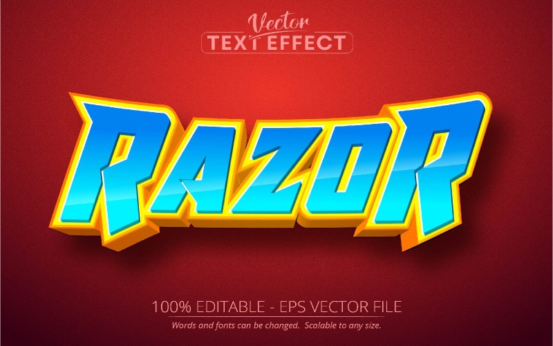 Razor - tecknad stil, redigerbar texteffekt, teckensnittsstil, grafikillustration