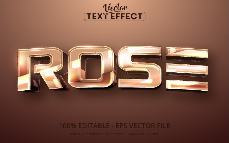 Rose - Style d'or rose brillant, effet de texte modifiable, style de police, illustration graphique