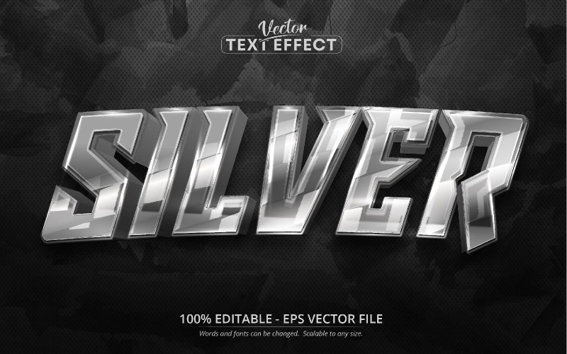 Silver - mörk silverstil, redigerbar texteffekt, teckensnittsstil, grafikillustration