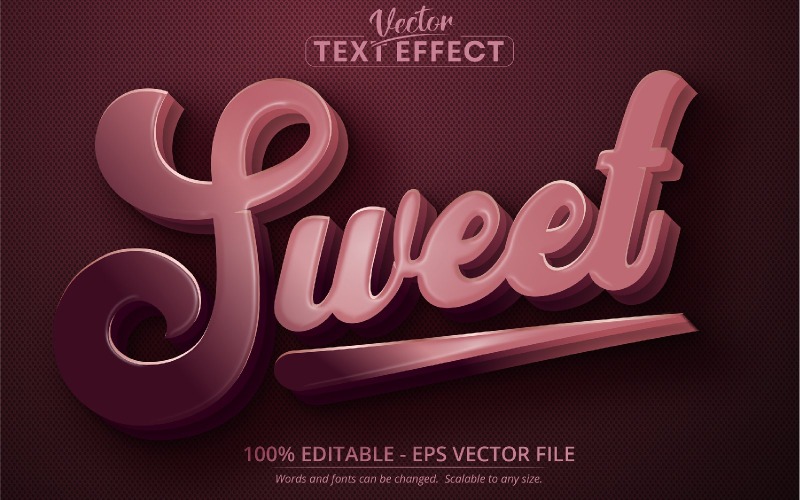 Sweet - tecknad stil, redigerbar texteffekt, teckensnittsstil, grafikillustration