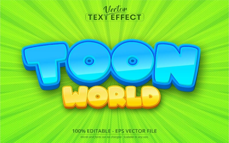 Toon World — styl kreskówek, edytowalny efekt tekstowy, styl czcionki, ilustracja graficzna
