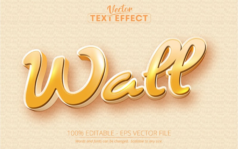 Vägg - tecknad stil, redigerbar texteffekt, teckensnittsstil, grafikillustration