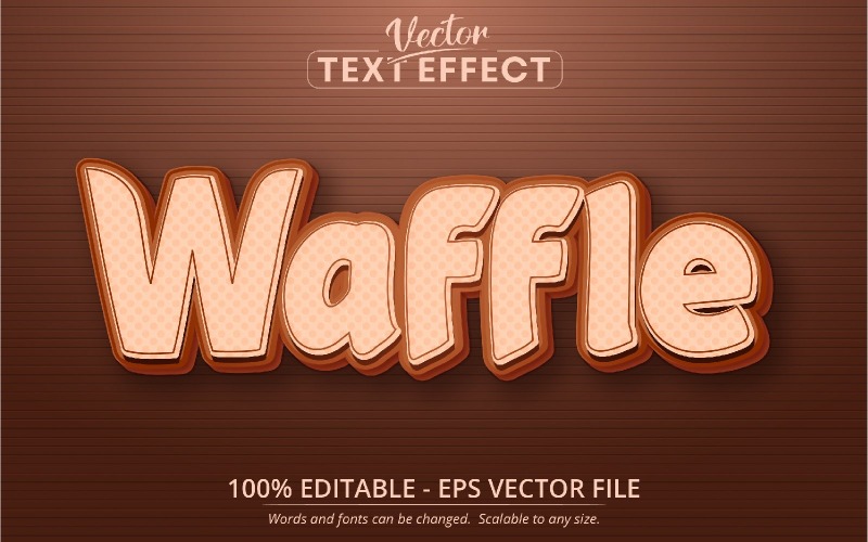 Wafel - Cartoonstijl, bewerkbaar teksteffect, letterstijl, grafische illustratie
