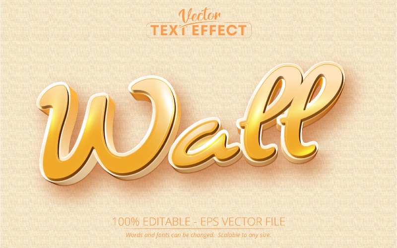 Wall - Cartoon Style, Editable Text Effect, Font Style, Graphics Illustration