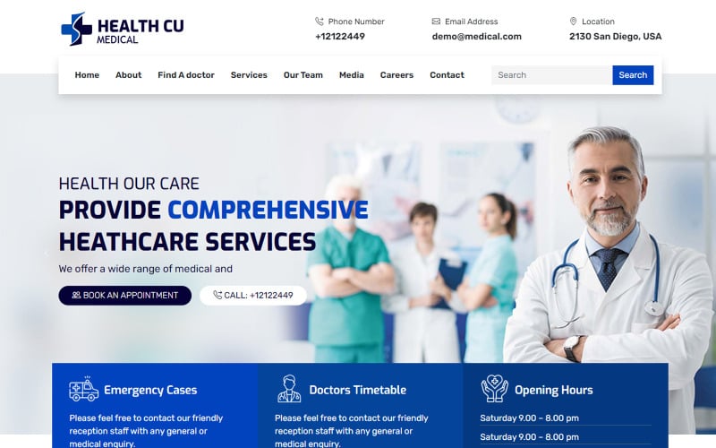 Healthcu - Hälsa och medicinsk HTML-webbplatsmall