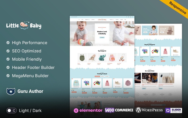 LittleBaby - Магазин детской моды и игрушек Elementor WooCommerce