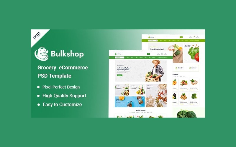 Modello PSD per eCommerce di generi alimentari all'ingrosso