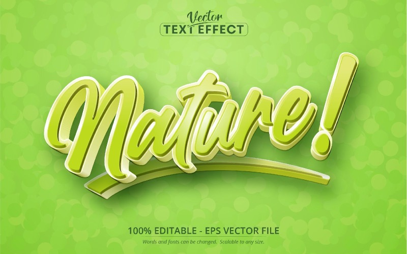 Nature - Style de dessin animé, effet de texte modifiable, style de police, illustration graphique