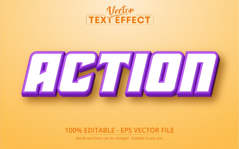 Akció – rajzfilmstílus, szerkeszthető szövegeffektus, betűstílus, grafikus illusztráció