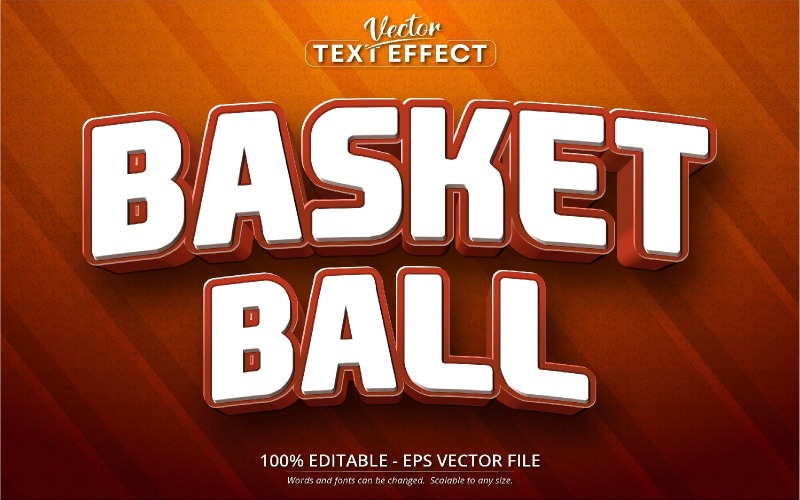 Basket - redigerbar texteffekt, sport och tecknad typsnittsstil, grafikillustration