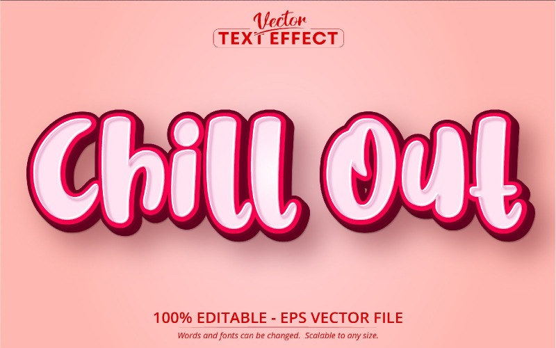 Chill Out - tecknad stil, redigerbar texteffekt, teckensnittsstil, grafikillustration