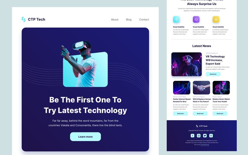 E-posta Bülteni Şablonu - Tech UI Elements