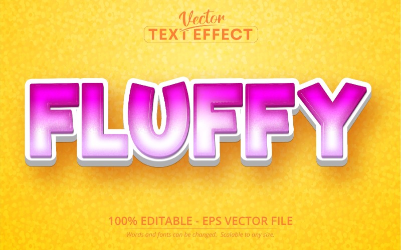 Fluffy - spel- och tecknad stil, redigerbar texteffekt, teckensnittsstil, grafikillustration