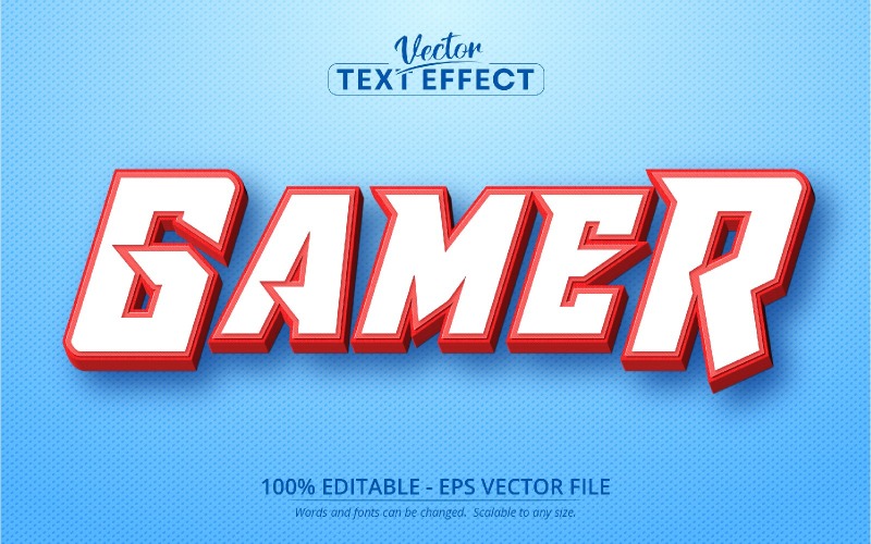 Геймер - редактируемый текстовый эффект, мультяшный стиль шрифта, графическая иллюстрация