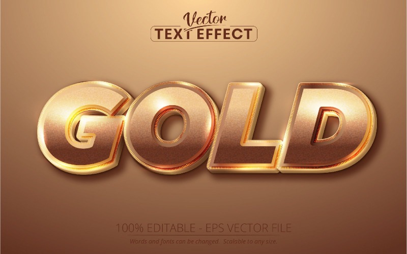 Goud - bewerkbaar teksteffect, glanzende gouden letterstijl, grafische illustratie