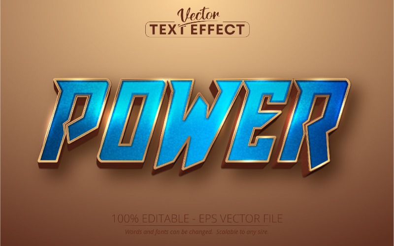 Kracht - bewerkbaar teksteffect, gouden letterstijl, grafische illustratie