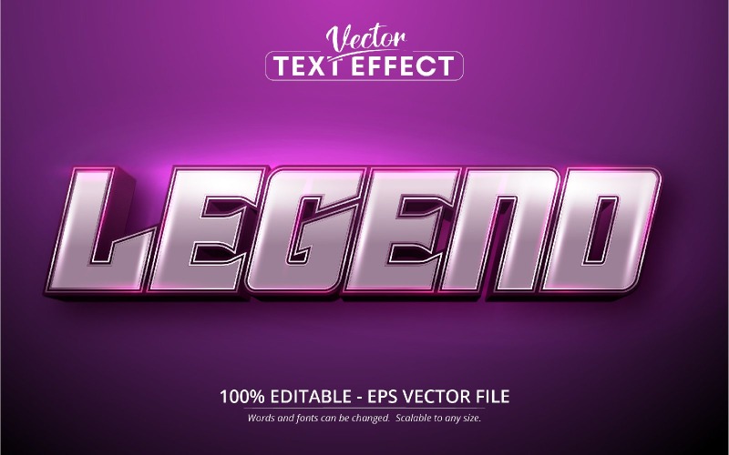 Legenda - Estilo de desenho animado, efeito de texto editável, estilo de fonte, ilustração gráfica
