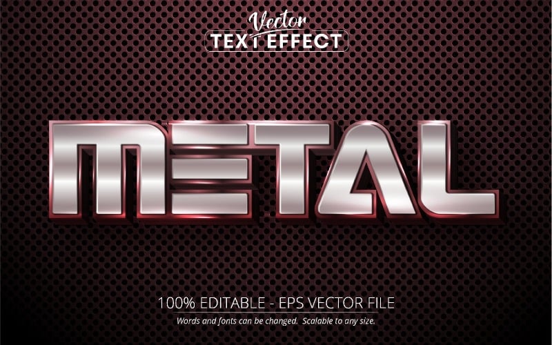 Metal - Efecto de texto editable de estilo plateado brillante, estilo de fuente, ilustración gráfica