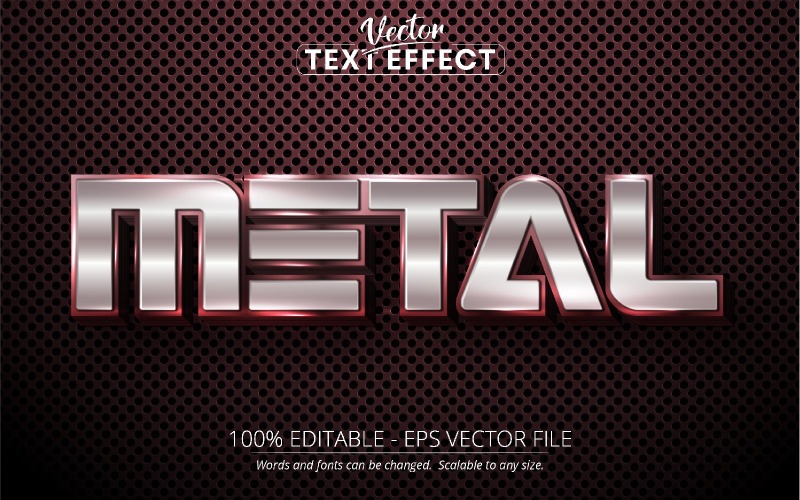 Metal - efeito de texto editável estilo prata brilhante, estilo de fonte, ilustração gráfica