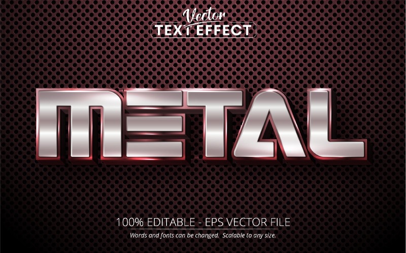 Металл - Блестящий серебряный редактируемый текстовый эффект, стиль шрифта, графическая иллюстрация
