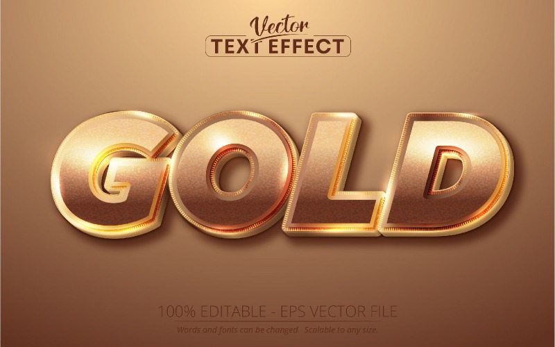 Oro: effetto testo modificabile, stile carattere dorato brillante, illustrazione grafica