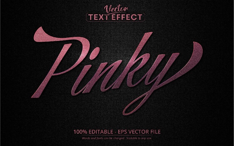 Pinky - edytowalny efekt tekstowy, błyszczący styl czcionki w kolorze różowego złota, ilustracja graficzna