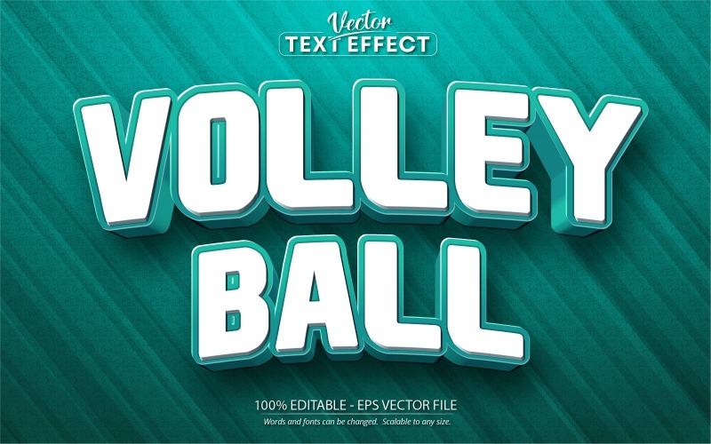 Voleibol - efeito de texto editável, estilo de fonte esportiva, ilustração gráfica