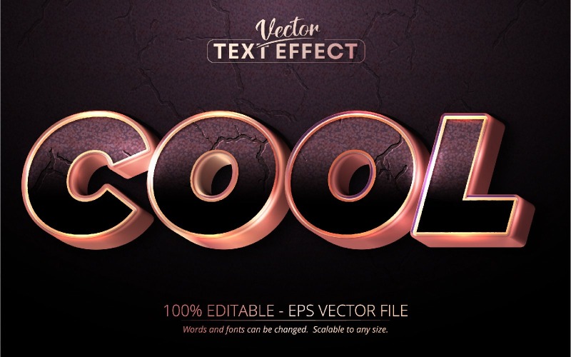 Cool - Bewerkbaar teksteffect, Shiny Rose Golden-lettertypestijl, grafische illustratie