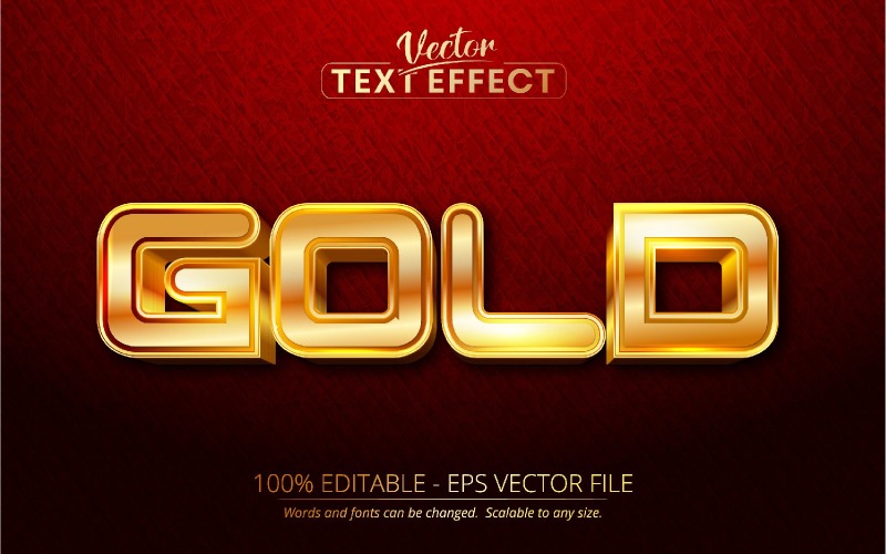 Guld - redigerbar texteffekt, glänsande guld teckensnitt, grafisk illustration