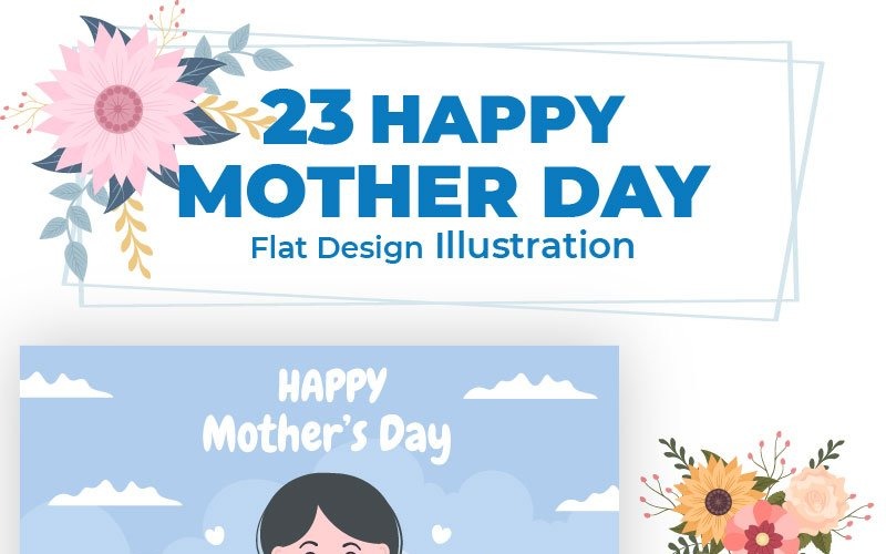 23 Happy Mother Day Design piatto illustrazione