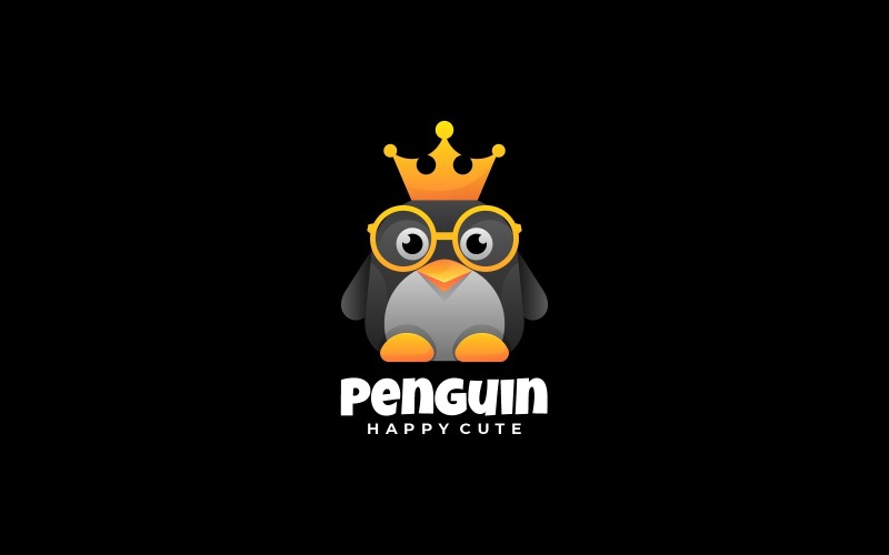 Modello di logo sfumato pinguino