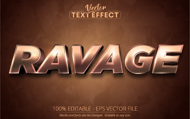 Ravage - редактируемый текстовый эффект, мультяшный стиль шрифта, графическая иллюстрация